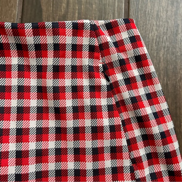 Tory Burch Performance Jacquard Mini Skort Skirt in Red Perfect Check Sz M - Picture 4 of 9